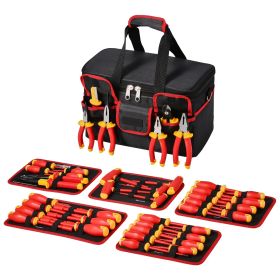 Insulated Screwdriver Set, 50-Piece Professional Electrical Screwdriver Set, 1000V Insulated Electrician Tool, with Magnetic Tips, T-Handle Hex Wrench