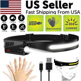 350-Lumen USB Rechargeable COB LED Headlamp with Motion Sensor