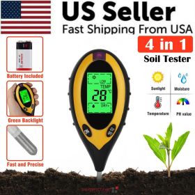 4-in-1 Digital Soil Tester for pH, Moisture, Temperature & Sunlight