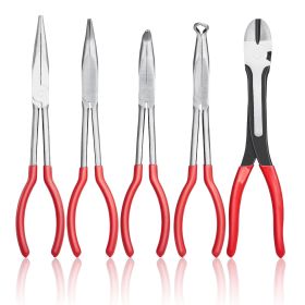 VEVOR 5-Piece Long Needle Nose Pliers Set with Storage Bag