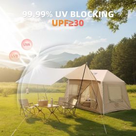 4-Season Inflatable Camping Tent with Detachable Canopy & Pump