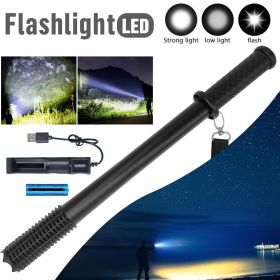 17" Rechargeable LED Tactical Flashlight with Emergency Glass Breaker