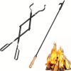 2-Piece Fire Pit Tool Set with 32-Inch Poker & 25.3-Inch Log Tongs