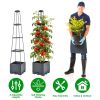 2-Pack Self-Watering Raised Planter Boxes with 4-Level Adjustable Trellises