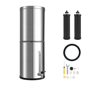 Gravity-fed Water Filter System, 3.25G 304 Stainless-Steel Countertop Water Filtration System, Reduces Lead and up to 99% of Chlorine
