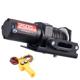 2500 lbs Electric Winch, 12V DC ATV/UTV Winch with Φ0.19 in x 39.4 ft Synthetic Rope & Wired Remote Control, IP55 Waterproof