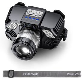 Rechargeable Motion Sensor LED Headlamp with Adjustable Zoom & 3 Light Modes