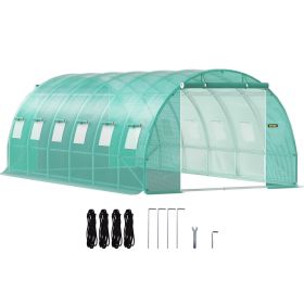 VEVOR Walk-in Tunnel Greenhouse, 20 x 10 x 7 ft Portable Plant Hot House with Galvanized Steel Hoops, 3 Top Beams, Diagonal Poles