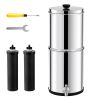 Gravity-fed Water Filter System, 2.25G 304 Stainless-Steel Countertop System, Water Filtration System, Reduces Lead and up to 99% of Chlorine