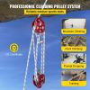 Double Pulley Block & Rope Kit, 1/2 inch x 98 ft Braided Line, Dual Pulley Rigging System, 35 kN Breaking Strength for Tower Work, Hoisting