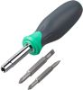 6-in-1 Multi-Bit Screwdriver and Nut Driver Tool with Cushion Grip Handle, Slotted and Phillips Bits, Multicolor