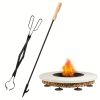 2-Piece Fire Pit Tool Set with 32-Inch Poker & 25.3-Inch Log Tongs