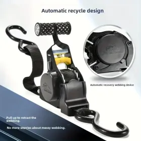 Automatic Telescopic Tensioner. Automatic Cargo Binding Ratchet, Essential Equipment For Trucks, Farm Vehicles, And Outdoor Courtyards (Option: Black)
