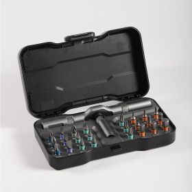 24 In 1 DlY Screwdriver Set, 1 Set Switchable Multiple Screwdriver Shapes, Compact And Portable Ratchet Screwdriver Set Home Repair Tool Kit (Option: Black)