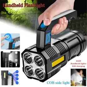 USB Rechargeable Handheld LED Flashlight Outdoor Spotlight Searchlight Work Light(Logistics Only For USPS.TK/TMEU Only For Self-pickup) (Option: defaulttitle)