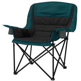 Padded Camping Chair for Adults, Portable Folding Camping Chair with Side Pockets, Cup Holders, Carry Bag (Color: Black)