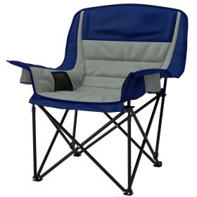 Padded Camping Chair for Adults, Portable Folding Camping Chair with Side Pockets, Cup Holders, Carry Bag (Color: Light Gray)