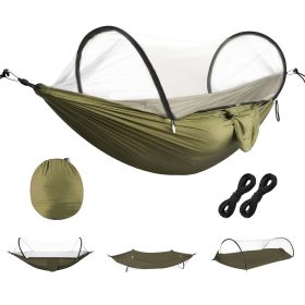 3-in-1 Camping Hammock with Mosquito Net – 440 lb Capacity (Color: ArmyGreen)