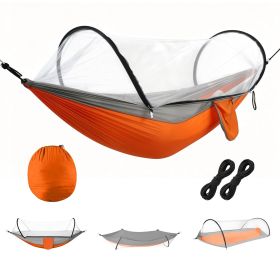 3-in-1 Camping Hammock with Mosquito Net – 440 lb Capacity (Color: Orange Grey)