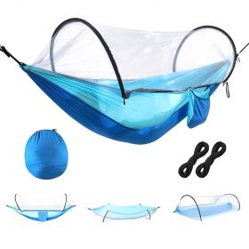 3-in-1 Camping Hammock with Mosquito Net – 440 lb Capacity (Color: Sky Blue)