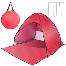 Pop-Up Camping & Beach Shelter with Extended Floor and Mesh Window (Color: Red, size: One size)
