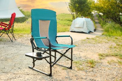 Camping Directors Chair, Heavy Duty,Oversized Portable Folding Chair with Side Table, Pocket for Beach, Fishing,Trip,Picnic,Lawn (Color: Blue)