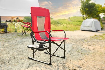 Camping Directors Chair, Heavy Duty,Oversized Portable Folding Chair with Side Table, Pocket for Beach, Fishing,Trip,Picnic,Lawn (Color: Red)
