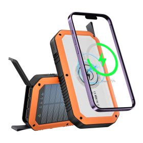 10,000mAh Solar Power Bank with Built-In USB-C Cable (Color: Orange)
