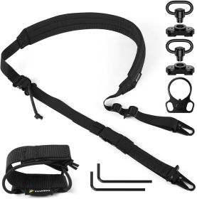 VOTAGOO Adjustable 2-Point Tactical Rifle Sling with Padded Shoulder Strap (Color: Black)