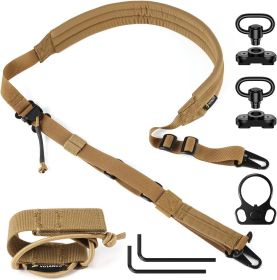 VOTAGOO Adjustable 2-Point Tactical Rifle Sling with Padded Shoulder Strap (Color: Brown)