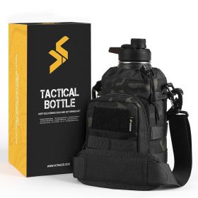 VOTAGOO 64oz Insulated Tactical Water Bottle with MOLLE Carrier (Color: DarkCamo)
