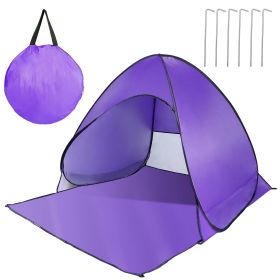 Pop-Up Camping & Beach Shelter with Extended Floor and Mesh Window (Color: Purple, size: One size)