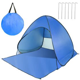 Pop-Up Camping & Beach Shelter with Extended Floor and Mesh Window (Color: Blue, size: One size)