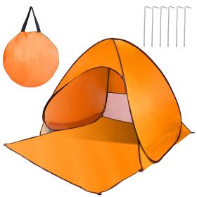Pop-Up Camping & Beach Shelter with Extended Floor and Mesh Window (Color: Orange, size: One size)