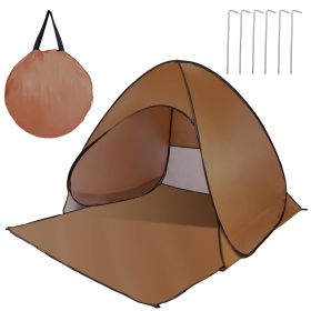 Pop-Up Camping & Beach Shelter with Extended Floor and Mesh Window (Color: Coffee, size: One size)