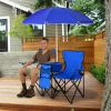2-Person Folding Camping Chair with Removable Umbrella & Cooler Bag
