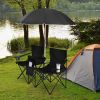 2-Person Folding Camping Chair with Removable Umbrella & Cooler Bag